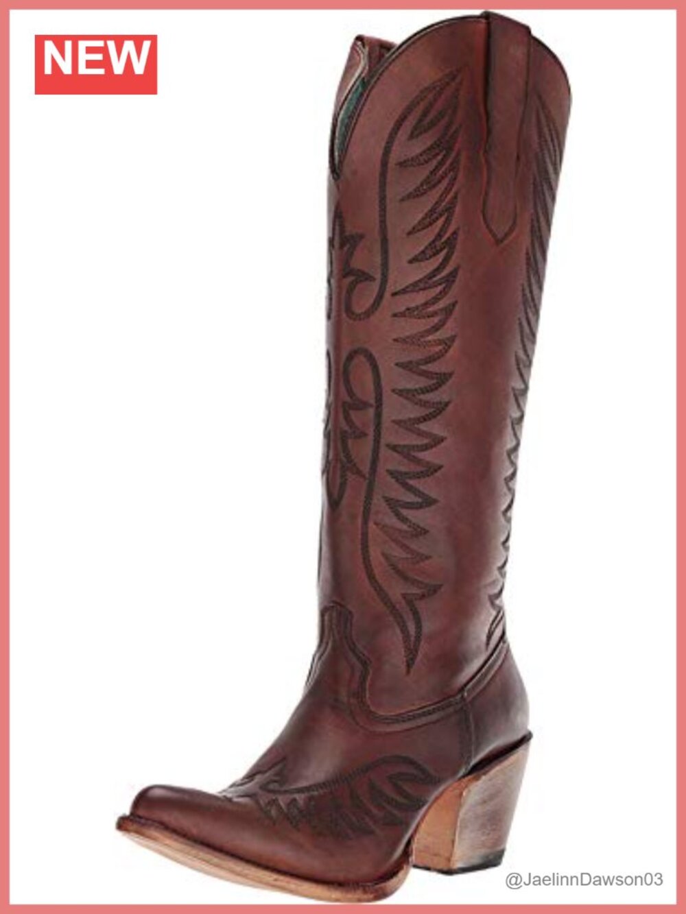 Genuine Leather Embroidered Snip Toe Mid Calf Western Boots Mid Heel - Picture 1 of 1